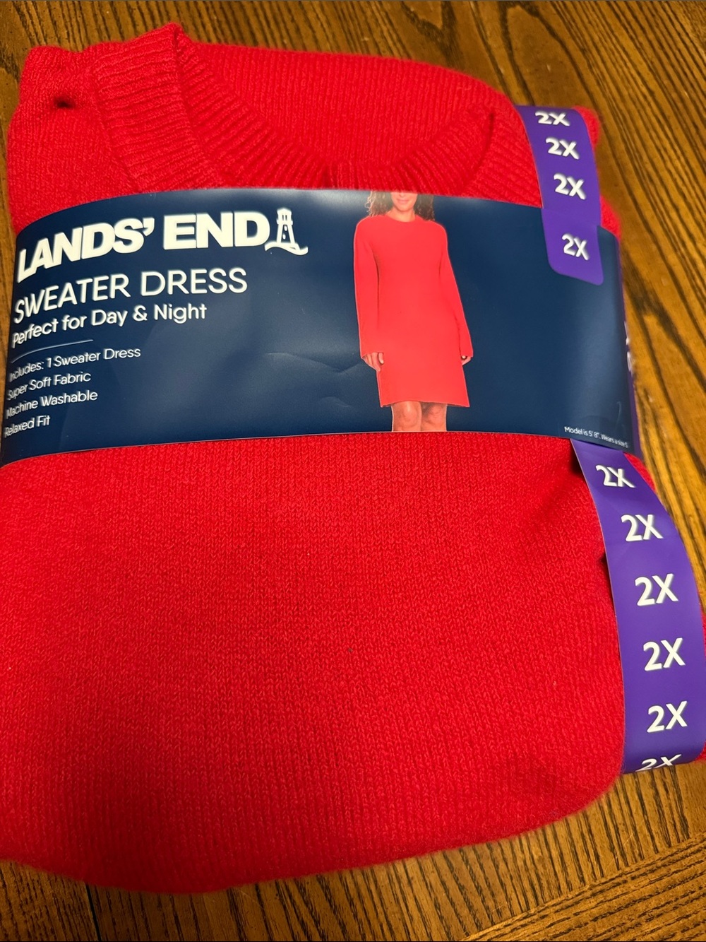 Lands End Red Sweater Dress. NWT. Size 2XL 18W/20W. Size XXL 20.